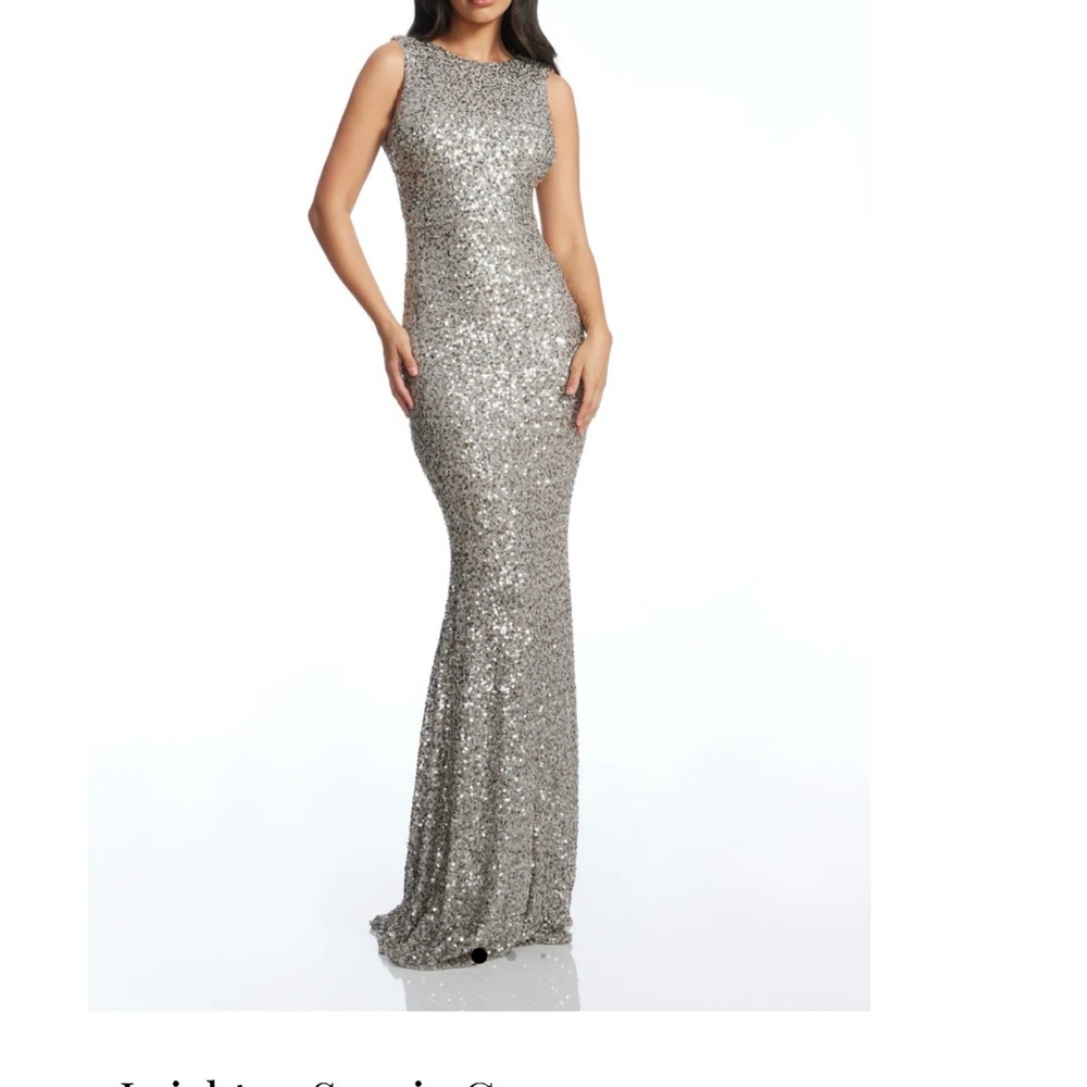 Dress the Population Silver Sequin Gown
